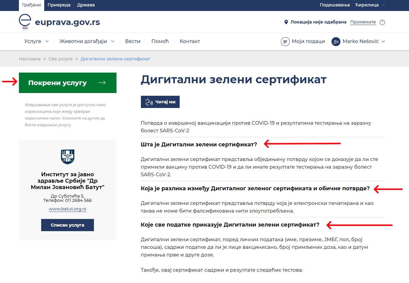 digitalni zeleni sertifikat kovid pasos srbija euprava kako izvaditi corona virus