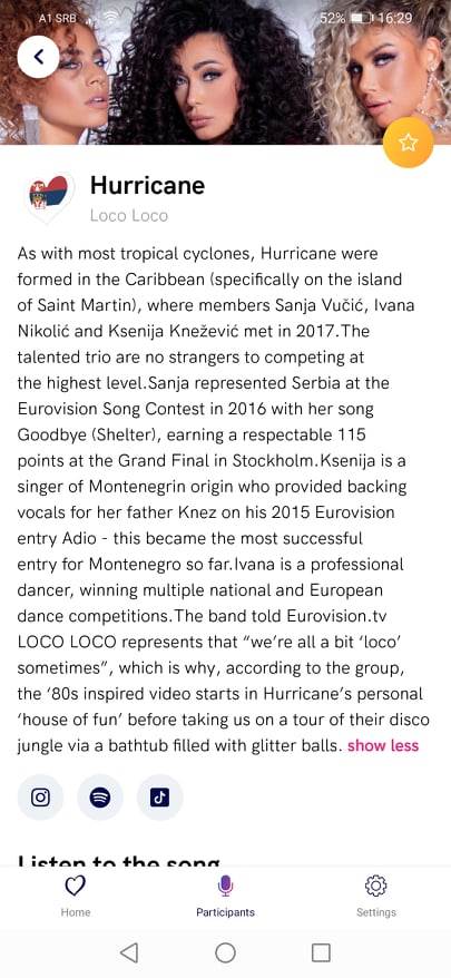 hurricane loco loco evrovizija eurosong finale prenos kako glasati aplikacija
