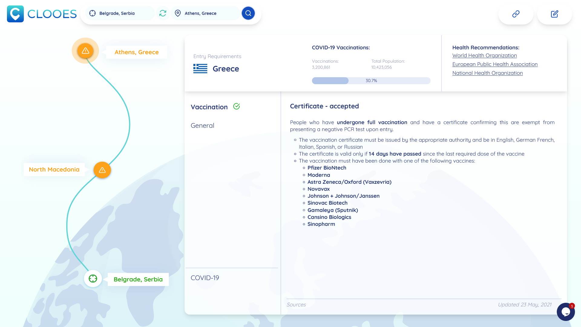 putovanje korona informacije o covid putovanjima clooes aplikacija putovanja korona info šta treba