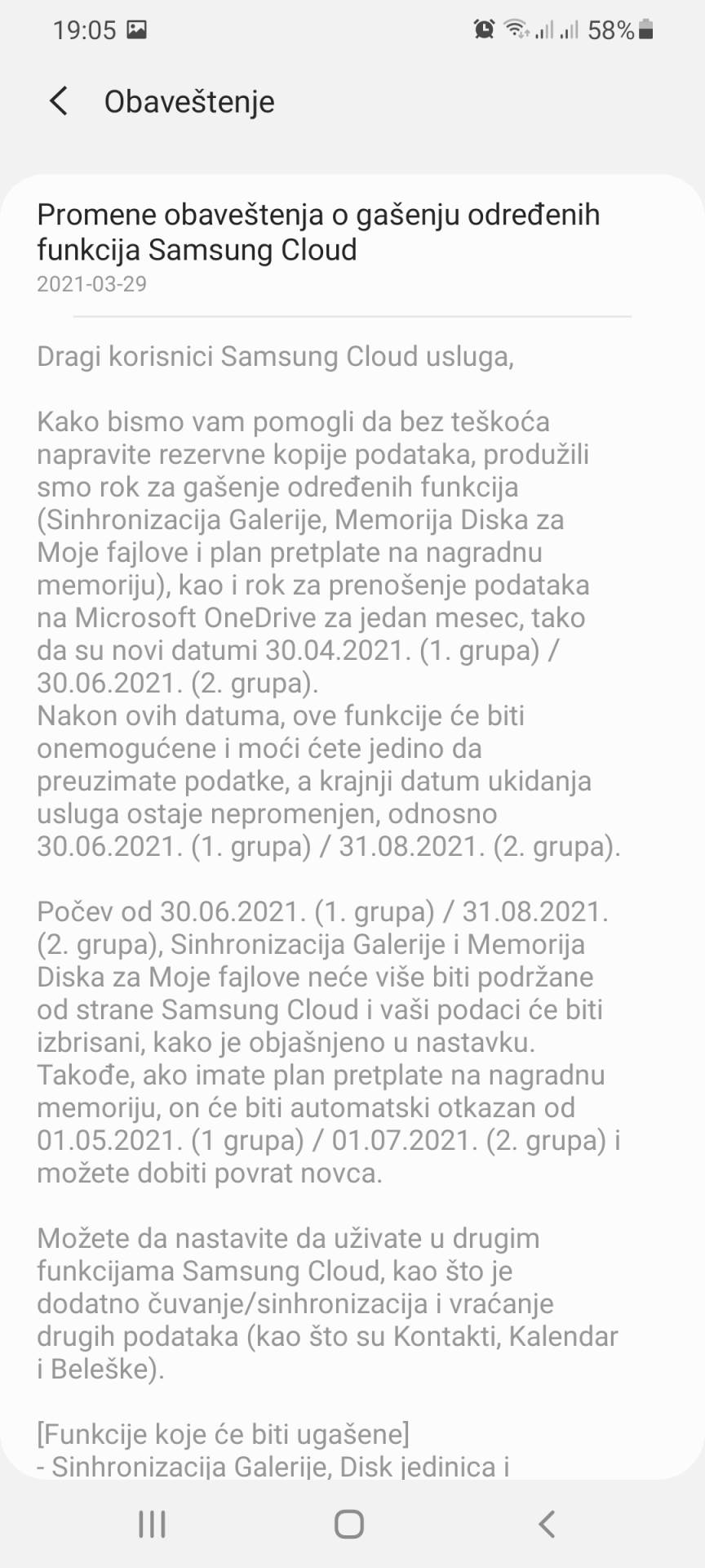 samsung cloud se gasi fajlovi preuzimanje