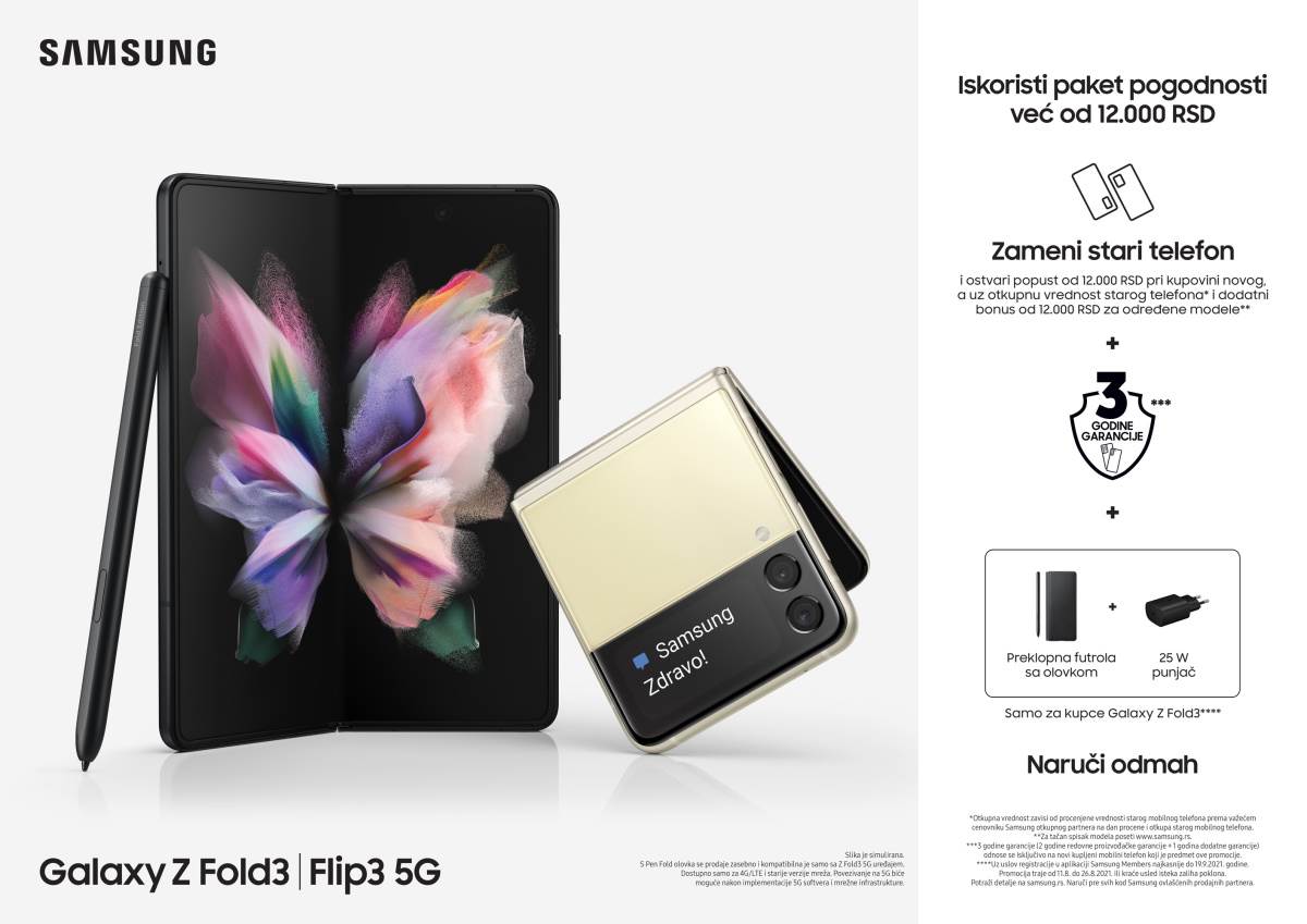 Samsung Galaxy Z Fold3 i Galaxy Z Flip3 cene i pokloni uz kupovinu