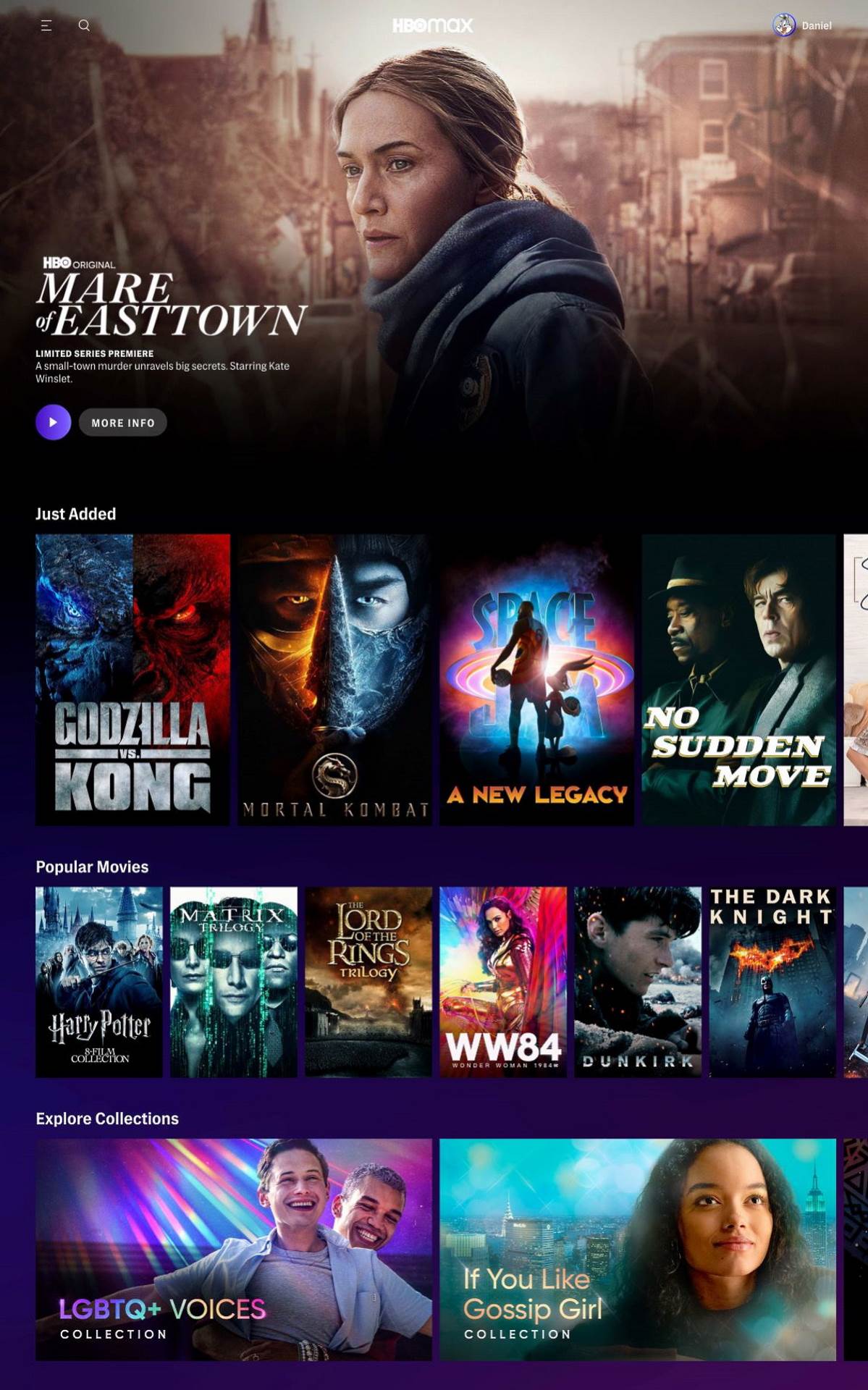 HBO Max Homepage