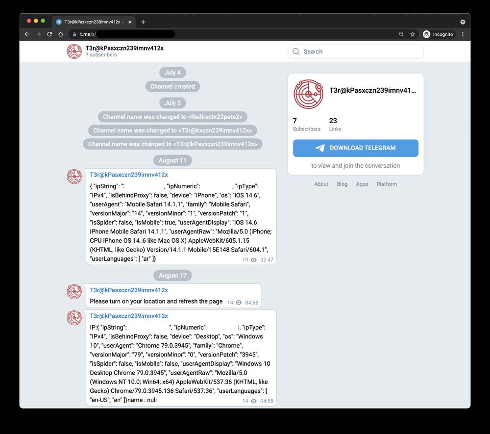 Javni Telegram kanal korišćen za obaveštenja