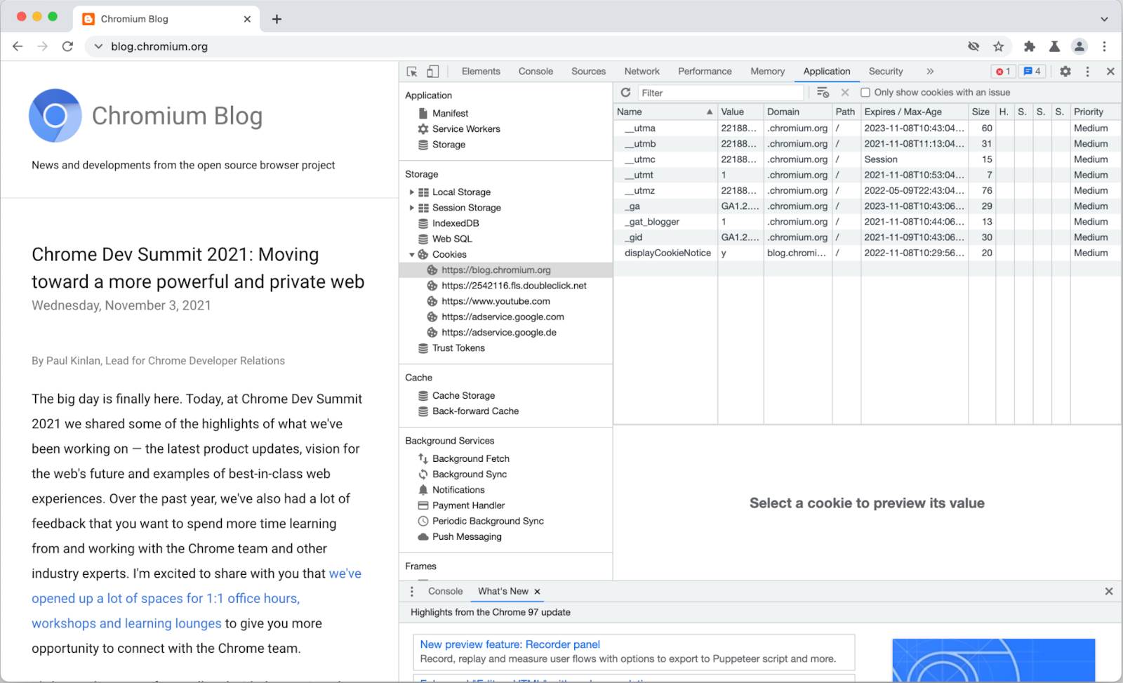 Chrome v97 beta privatnosti i cookies novi meni