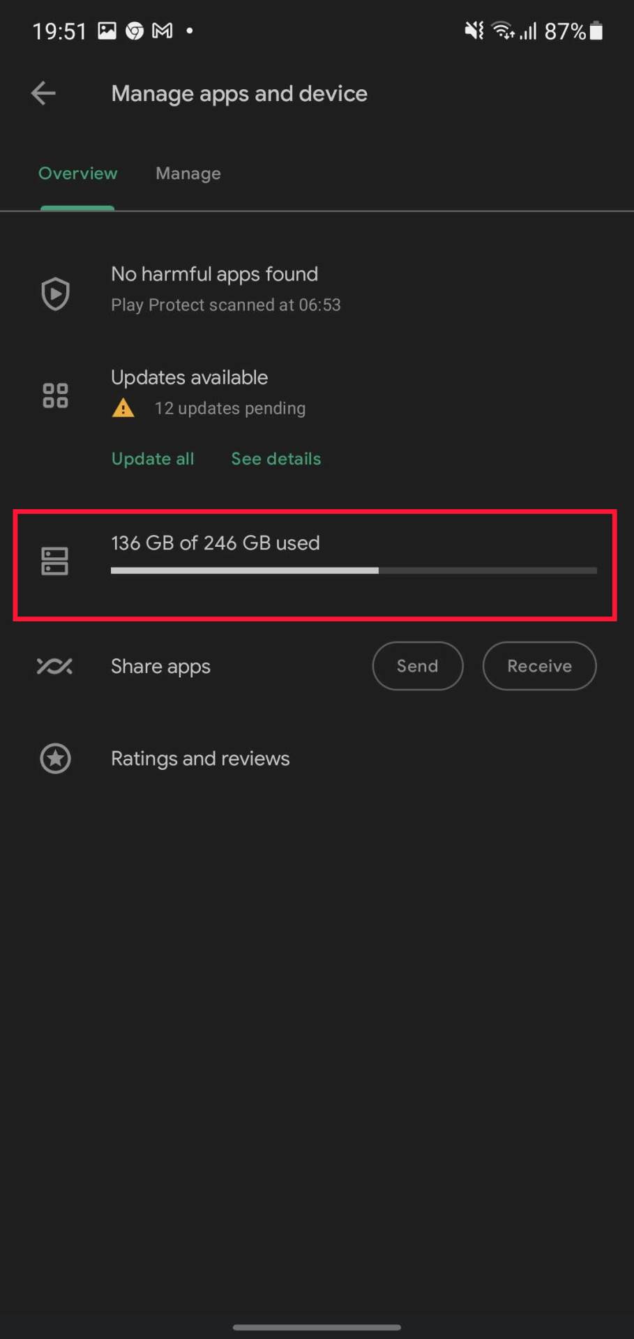 Informacije o tome koliko aplikacije na vašem telefonu zauzimaju prostora, i koliko je slobodno.