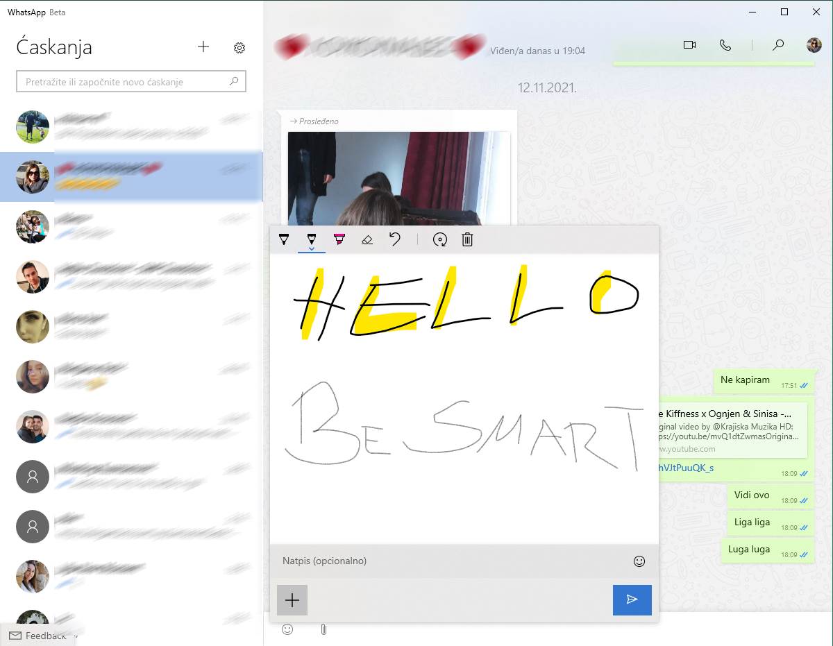 WhatsApp Beta jadan pokušaj crtanja tačpedom