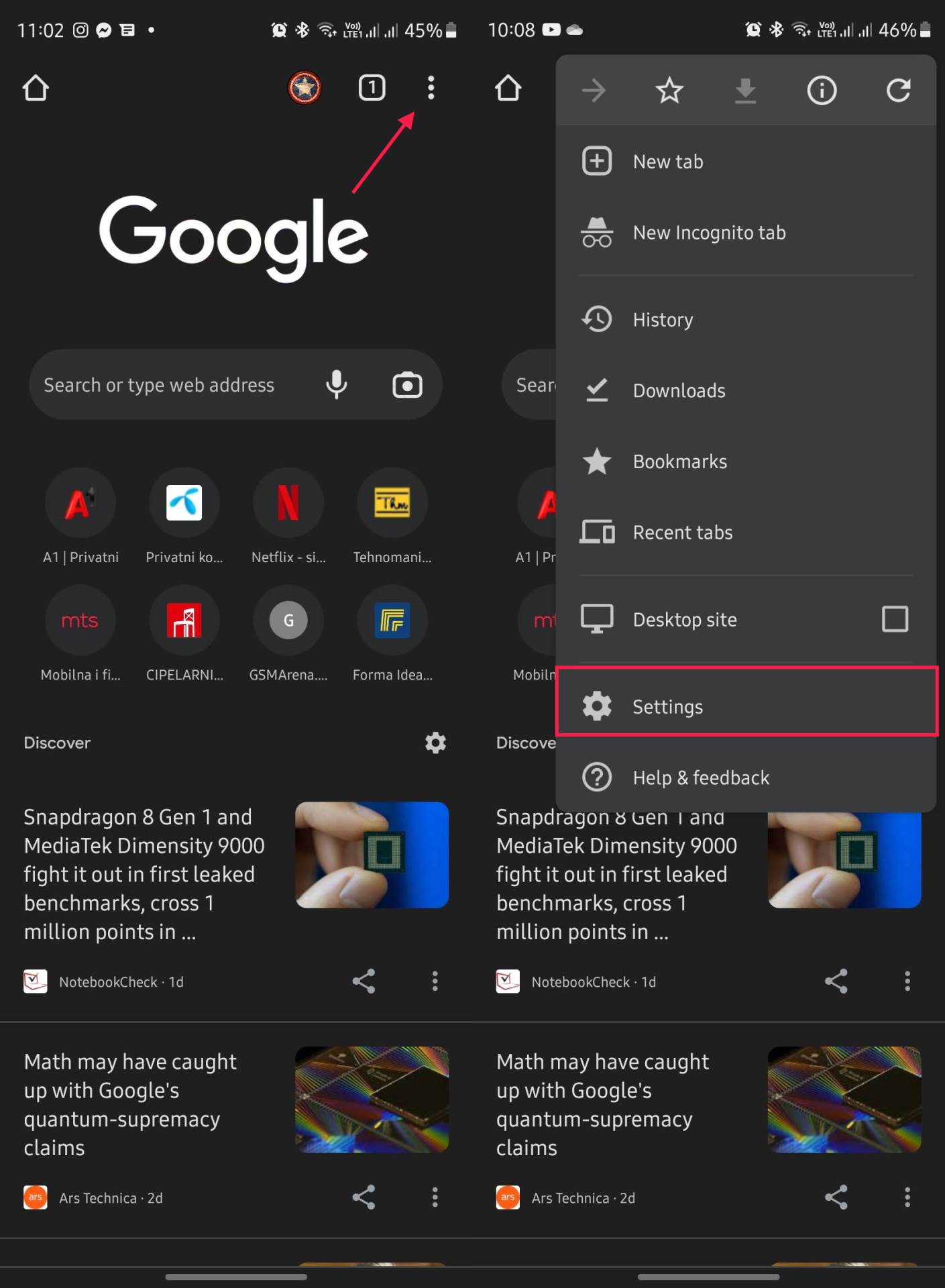 Chrome Chrome mobile