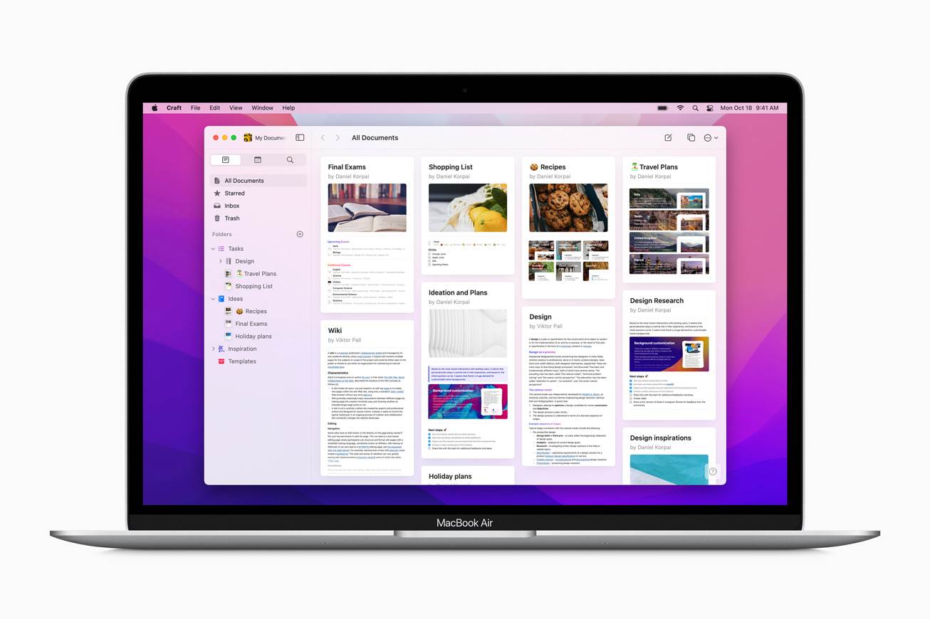 Apple App Store Awards 2021 Craft aplikacija na MacBook laptopu