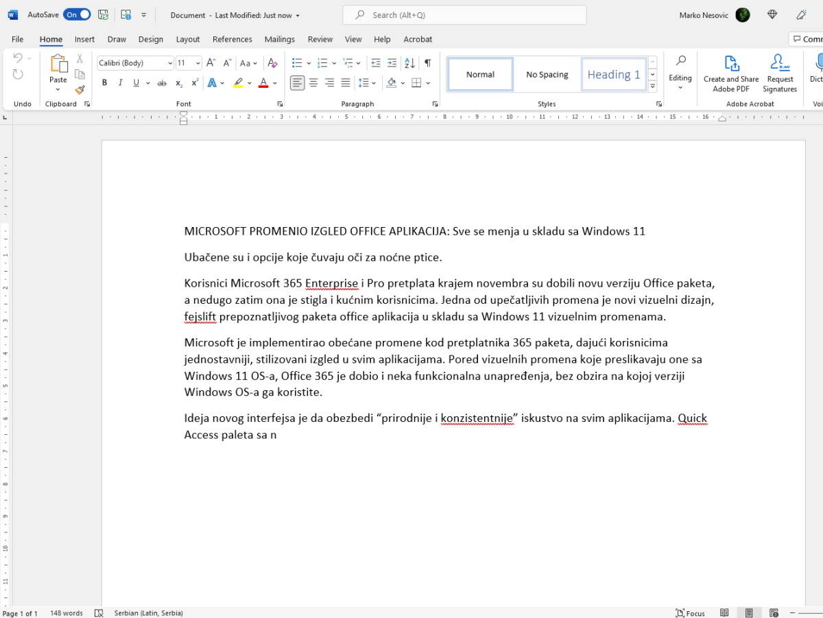 Word novi izgled prozora