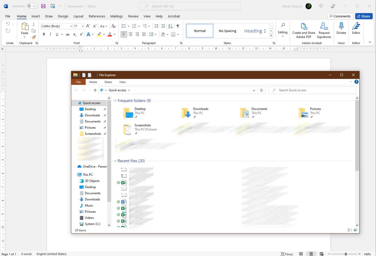 Windows i Word prozori sa drugačijim temama