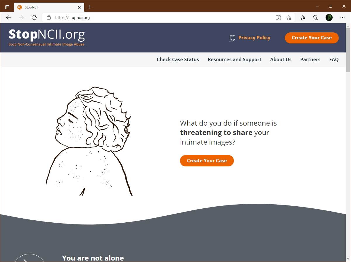 StopNCII.org sajt naslovna strana