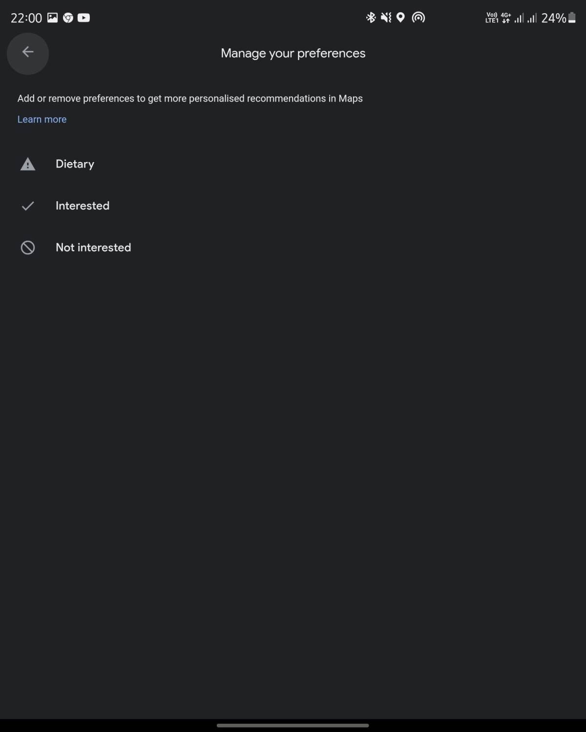 Opcije dijete u okviru mape