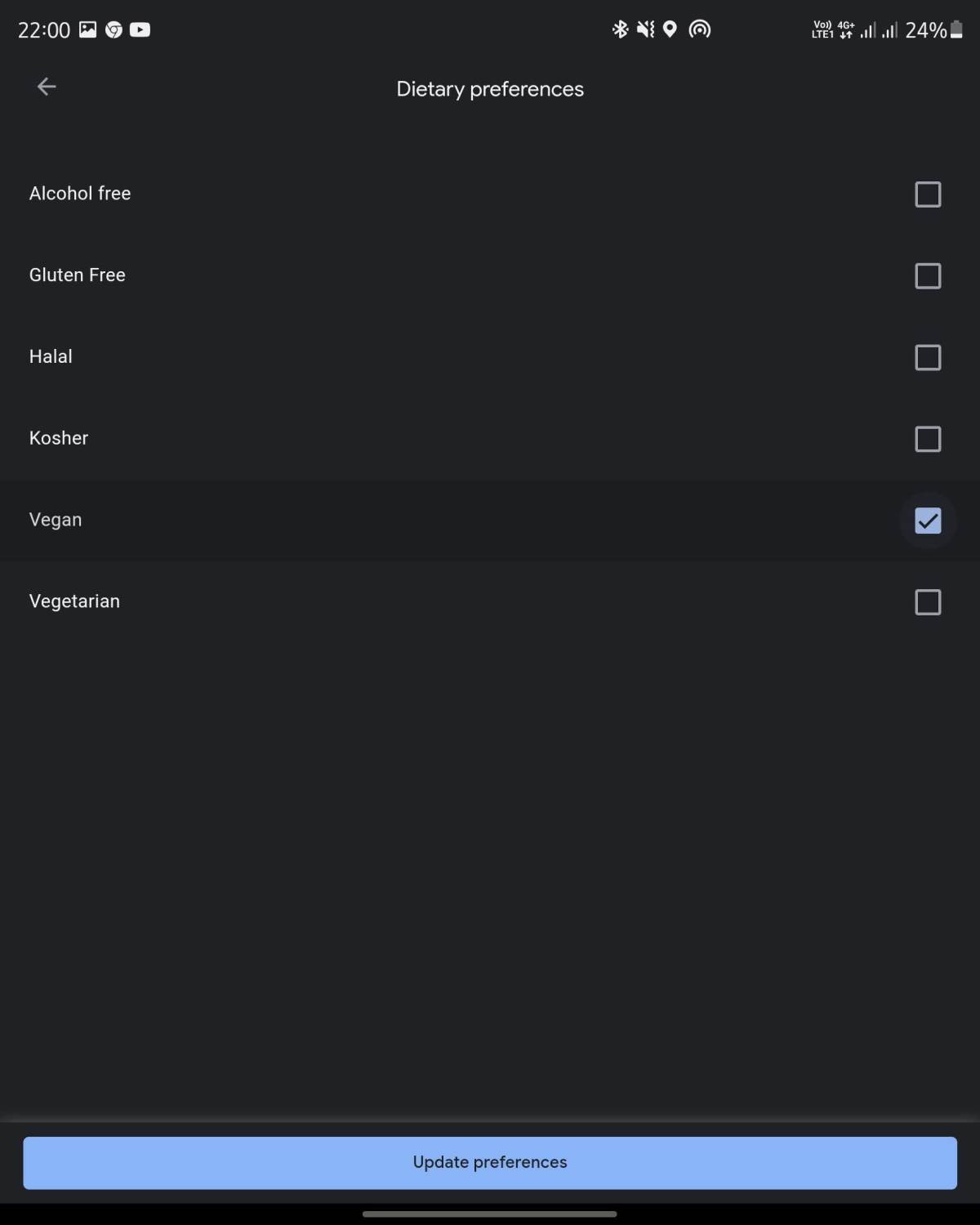 Odaberite željene opcije dijete od ponuđenih