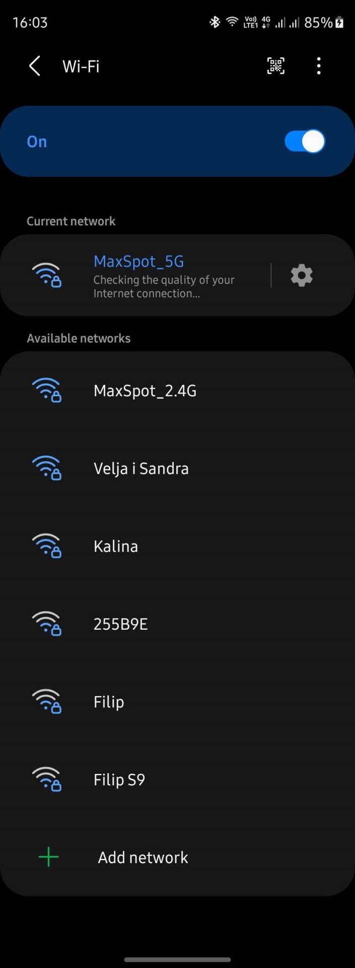 Deo sa dostupnim Wi-Fi mrežama