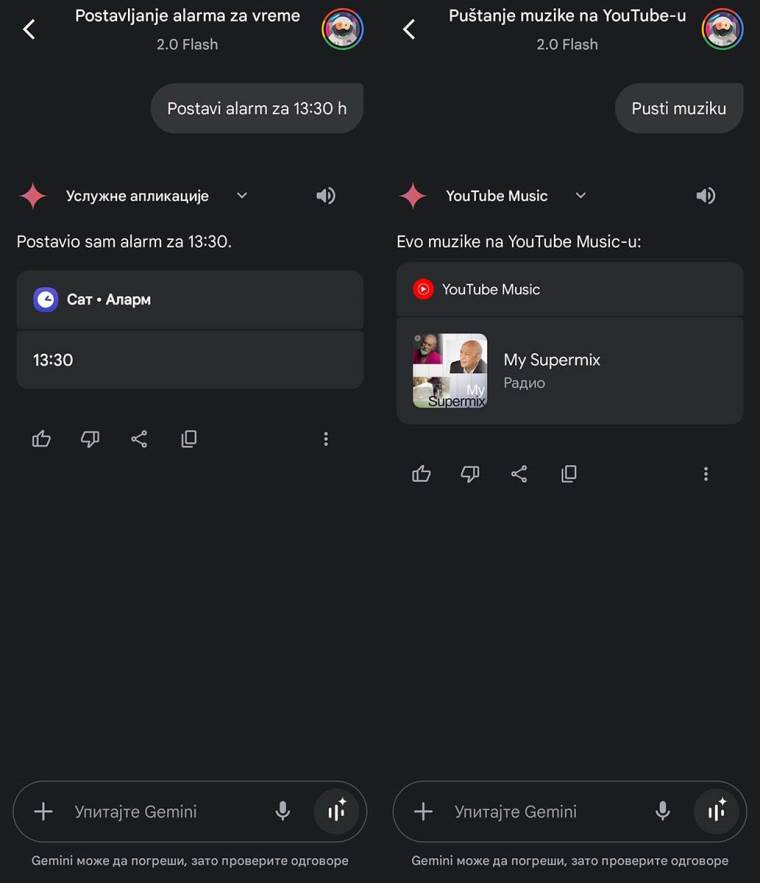 Gemini asistent na srpskom