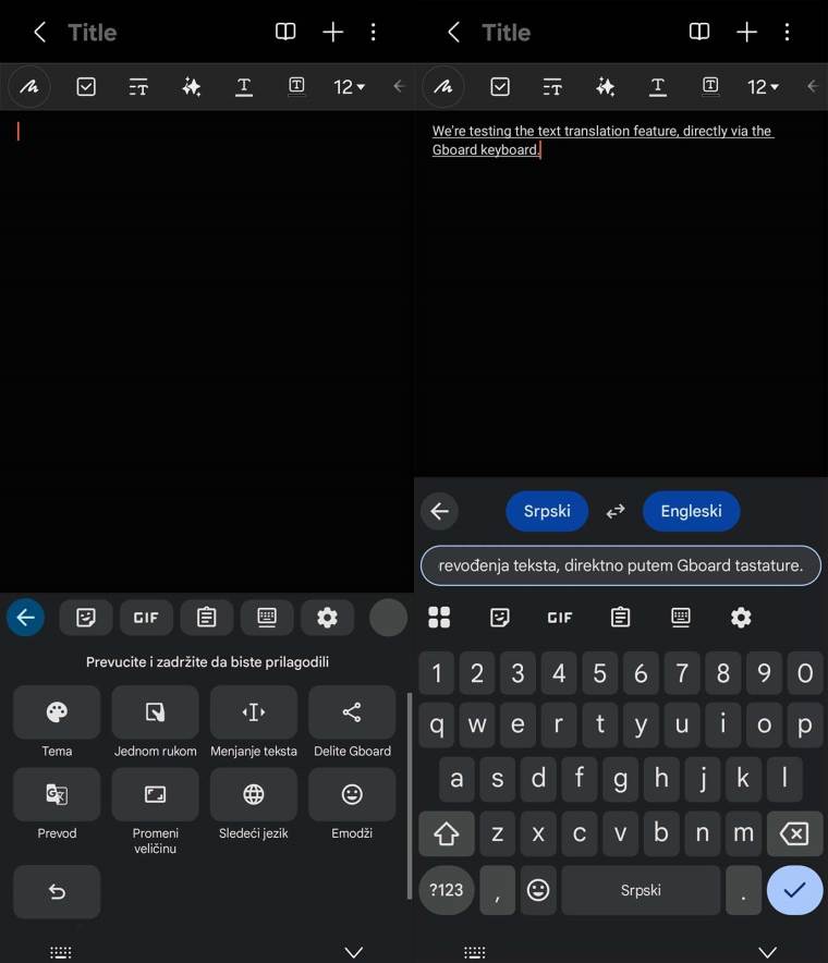 Gboard prevođenje teksta