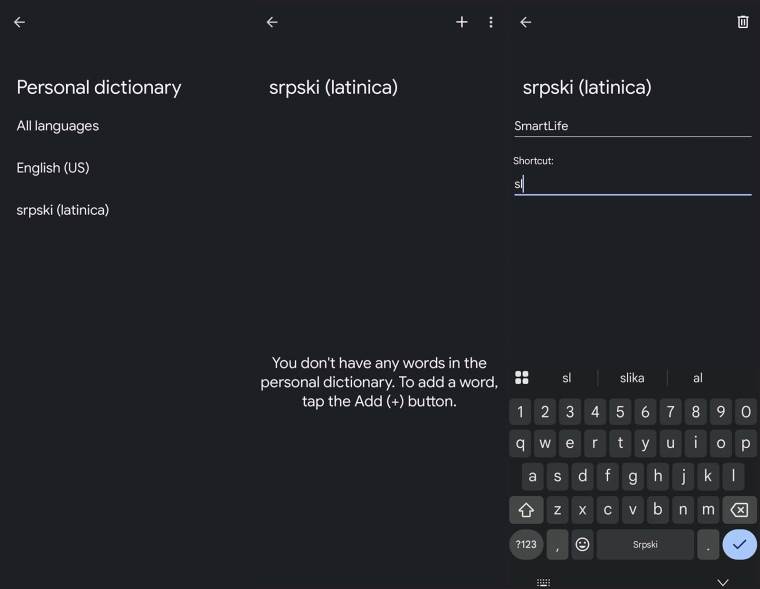 Gboard prečice
