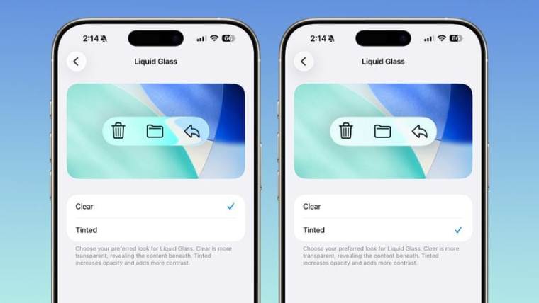iOS 26.1 prozirnost Liquid Glass elemenata