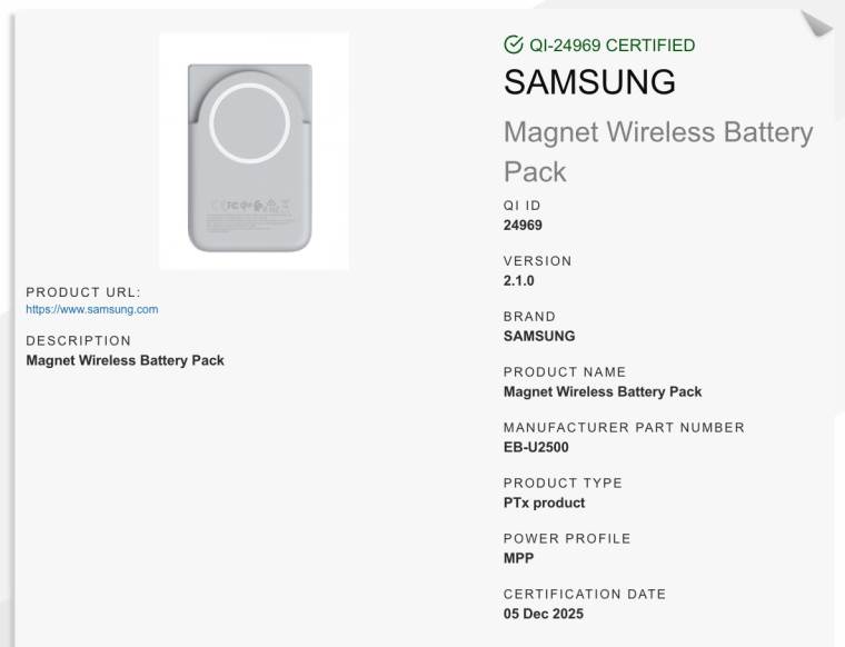 Samsung Qi2 eksterna baterija