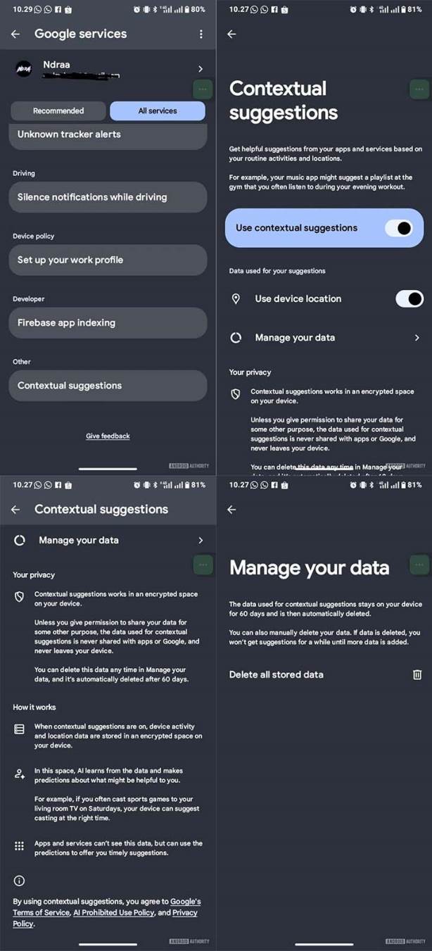 Contextual suggestions nova Android funkcija