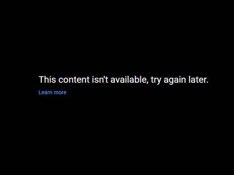 YouTube poruka: Sadržaj nije dostupan, pokušajte kasnije
