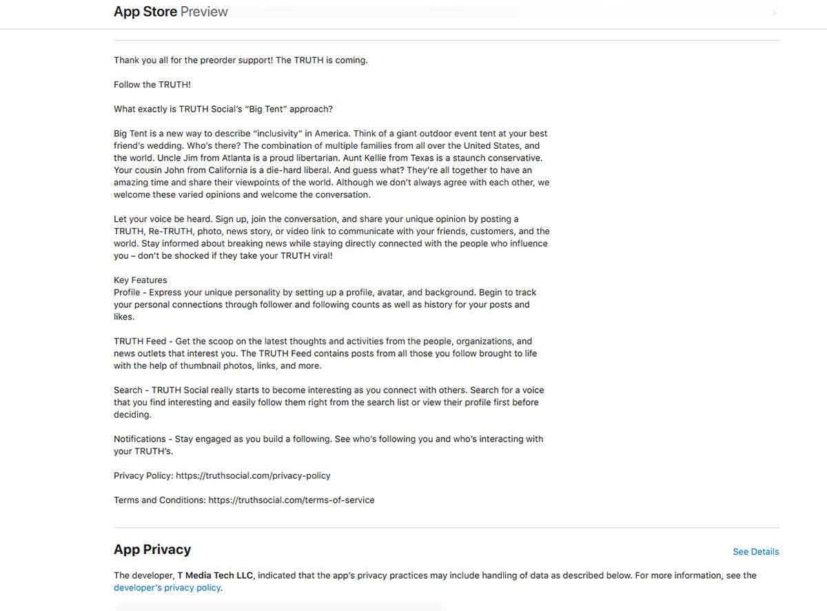 Truth Social, Trampova društvena mreža