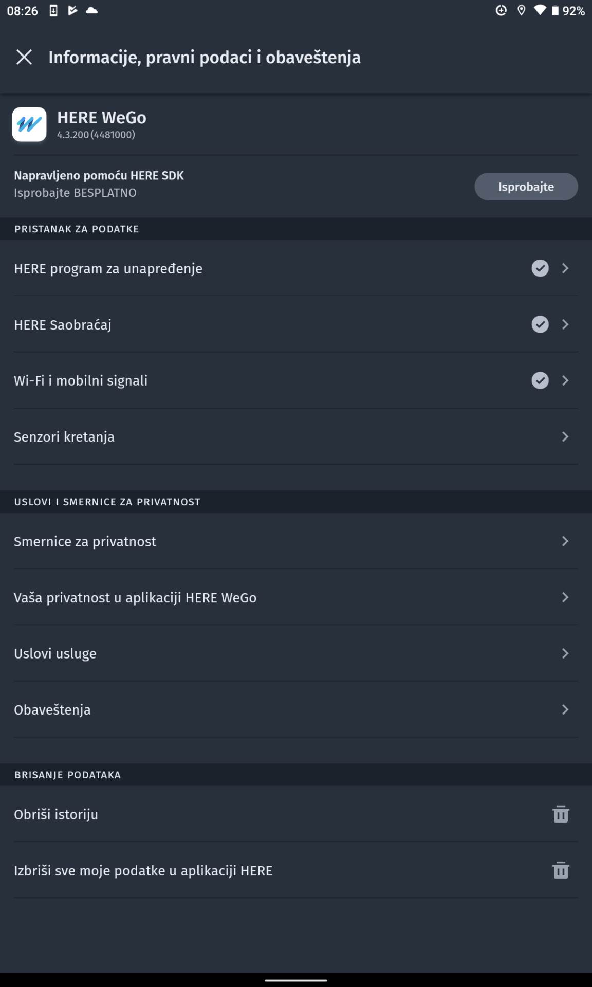 Navigacija na srpskom HERE WeGo (7).png