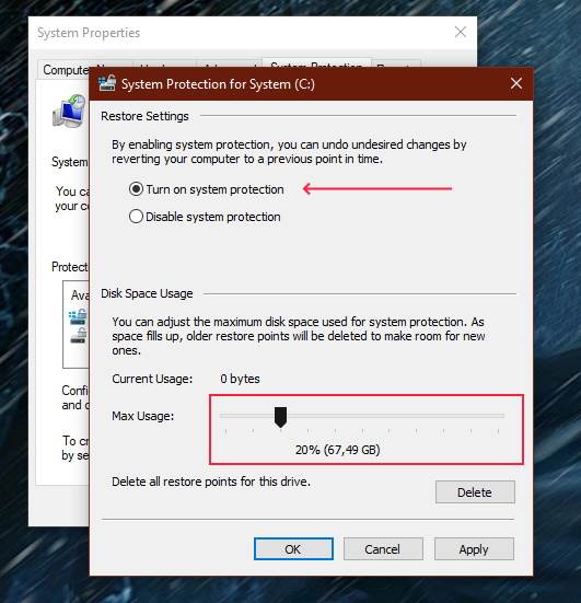 System restore podešavanja