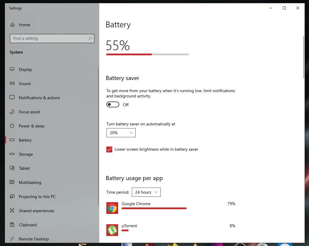 Podešavanja baterije