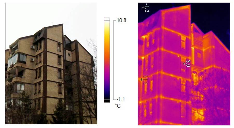 Naselje Cerak vinogradi gde se na zgradi vidi da loša međuspratna konstrukcija i stara stolarija gube previše toplote