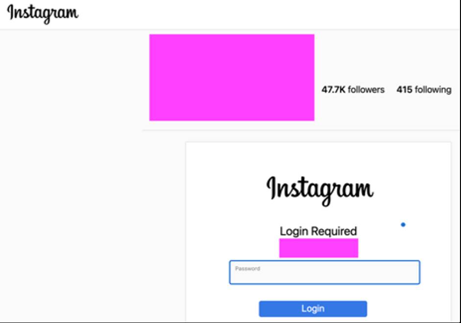 Phishing sajt napravljen kao Instagram strana za logovanje