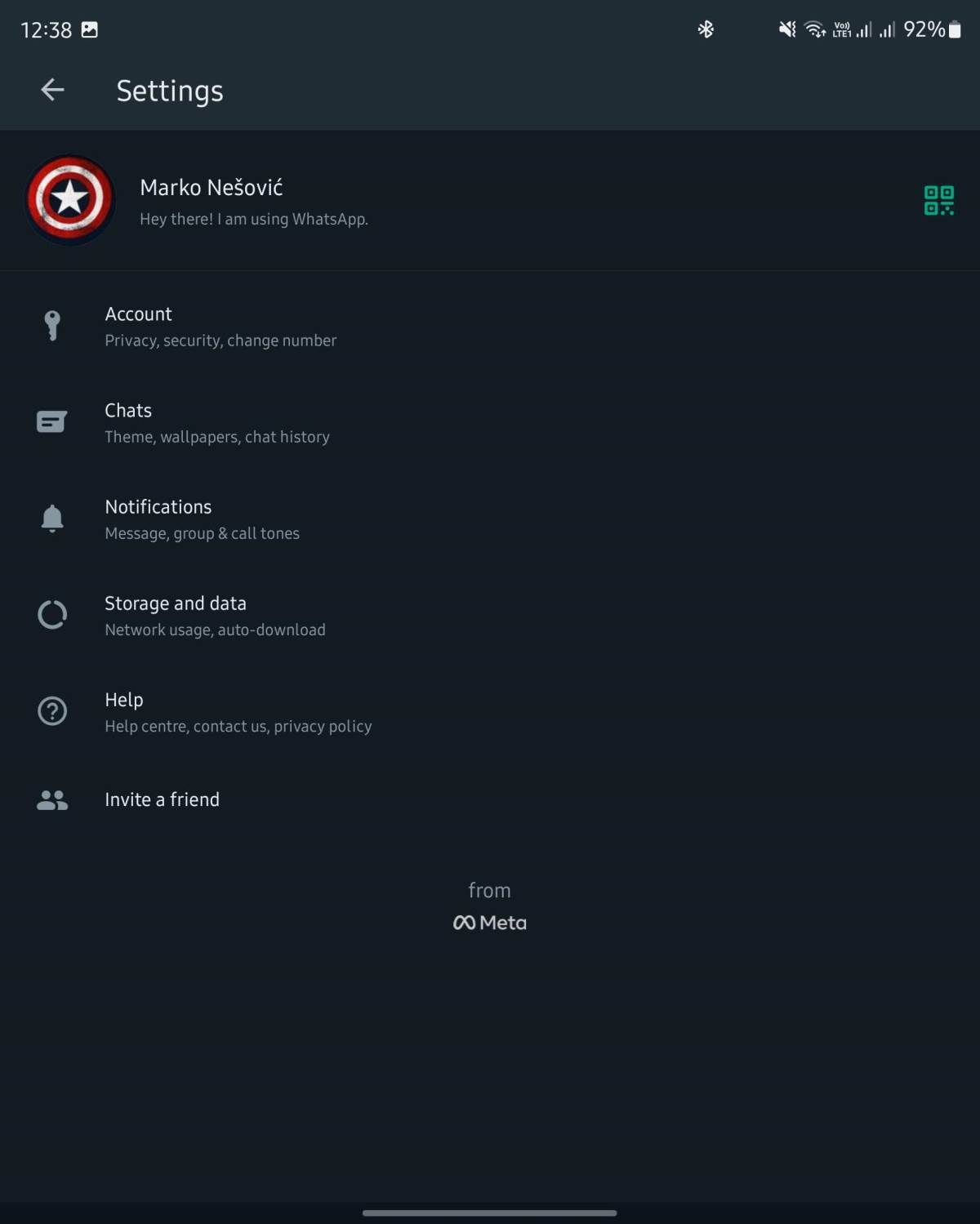 WhatsApp podešavanja na mobilnoj aplikaciji
