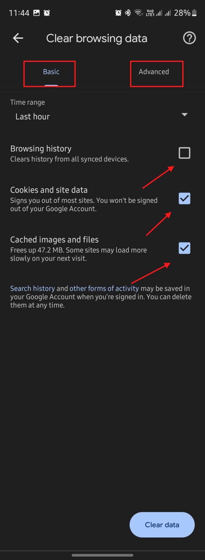 Basic (osnovna) podešavanja za čišćenje podataka u Chrome browseru