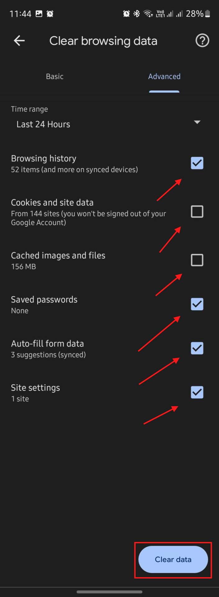 Advanced podešavanja za čišćenje podataka u Chrome browseru