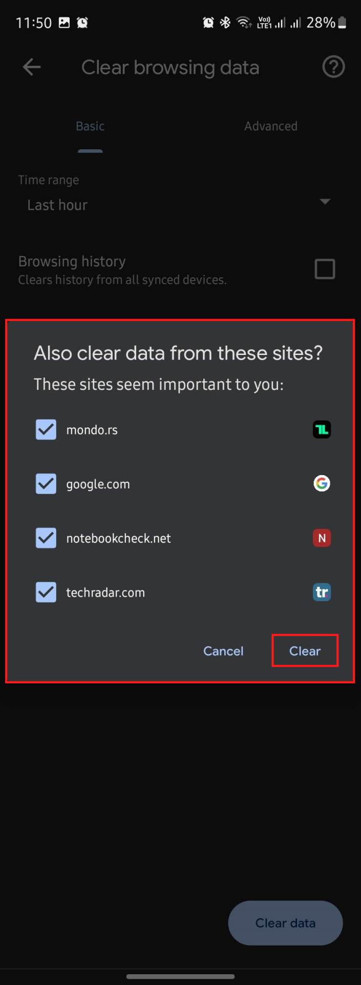 Provera podataka koji se brišu sa Chrome browsera