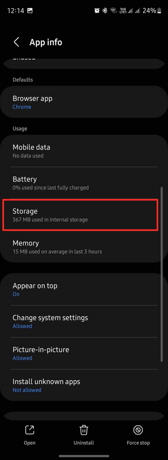 Podešavanja skladišta podataka za Samsung Internet aplikaciju