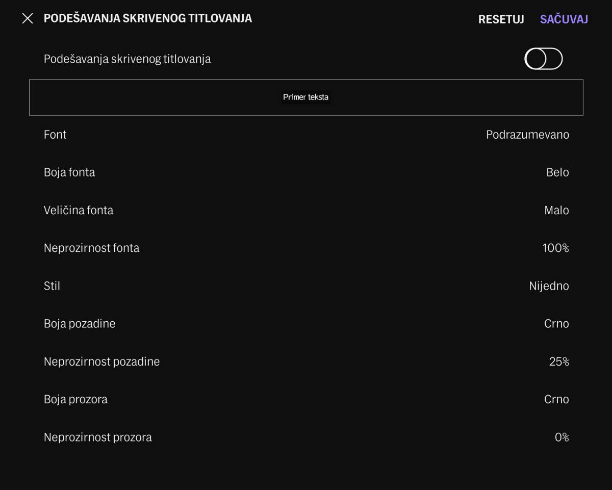 Podešavanja titlova