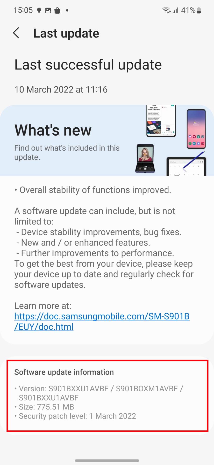 Samsung S22 martovski update
