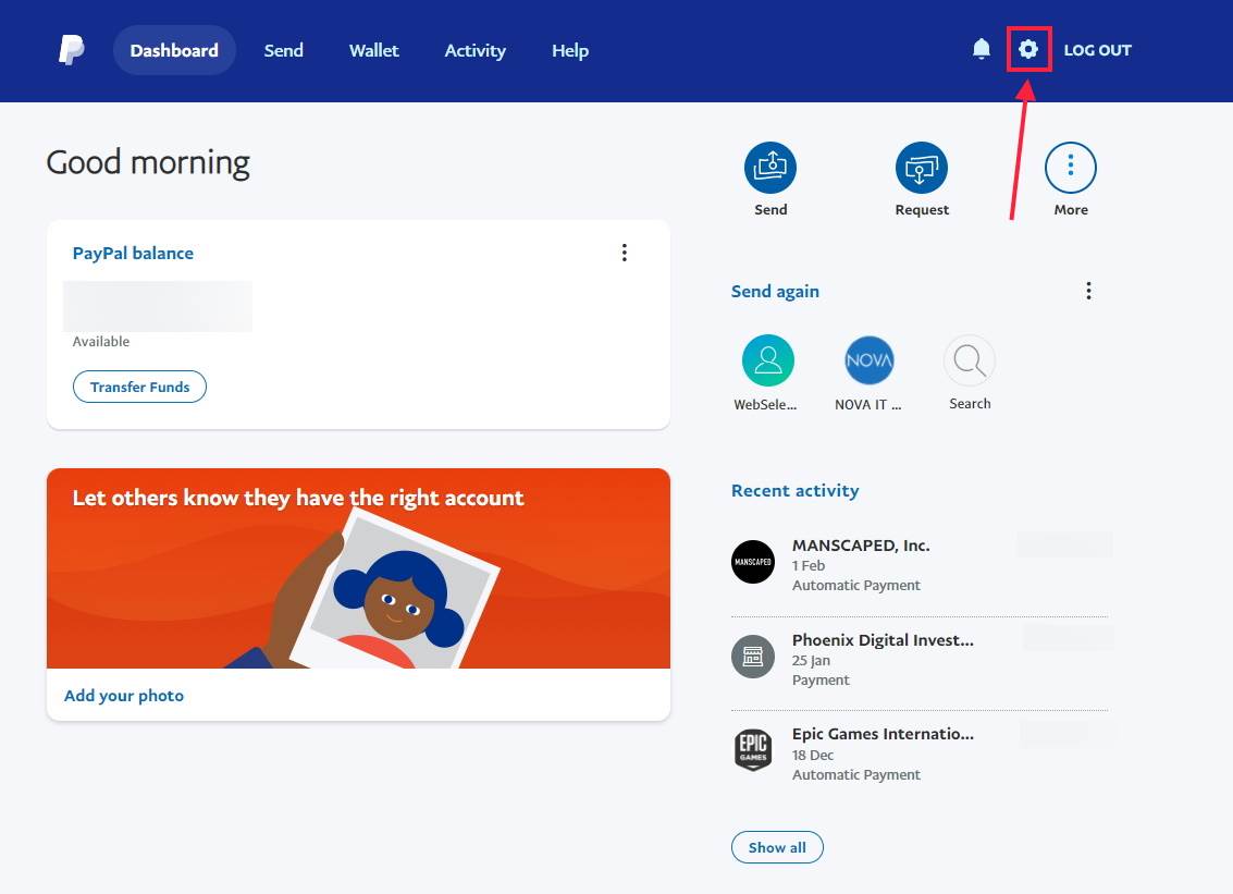 PayPal naslovna stranica