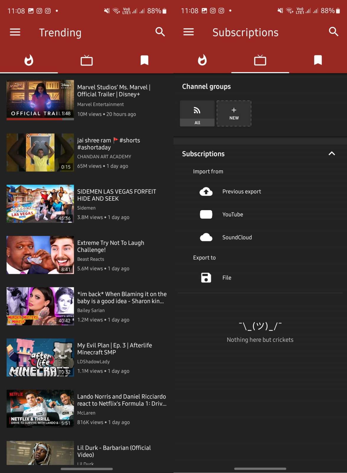 NewPipe aplikacija Trending i pretplate
