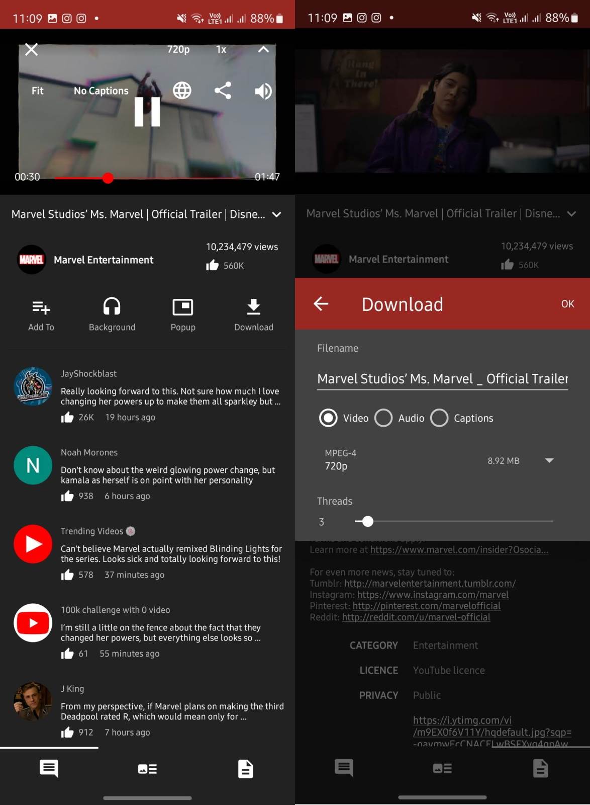 NewPipe reprodukcija i preuzimanje snimaka