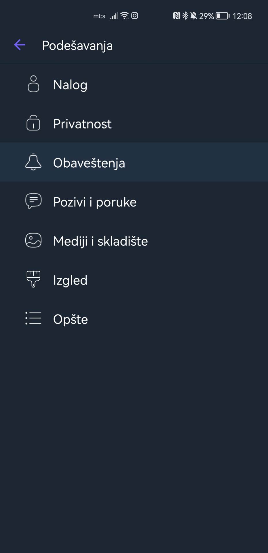 Viber podešavanja aplikacije