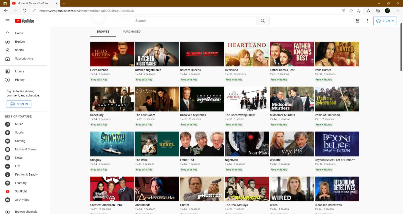 YouTube Movies and Shows za SAD