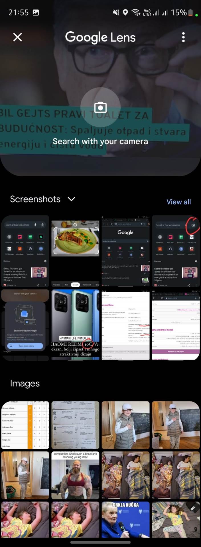 Pretraga po slikama ili preko kamere