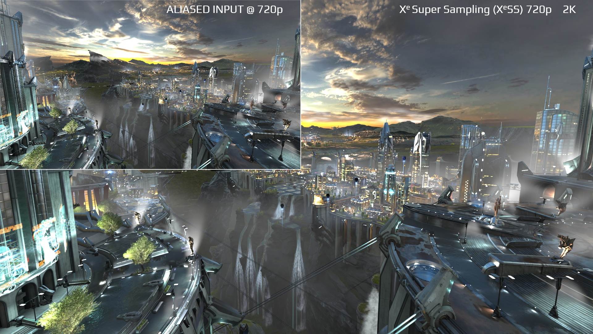 Intel XeSS skaliranje - primer sa 720p na 4K