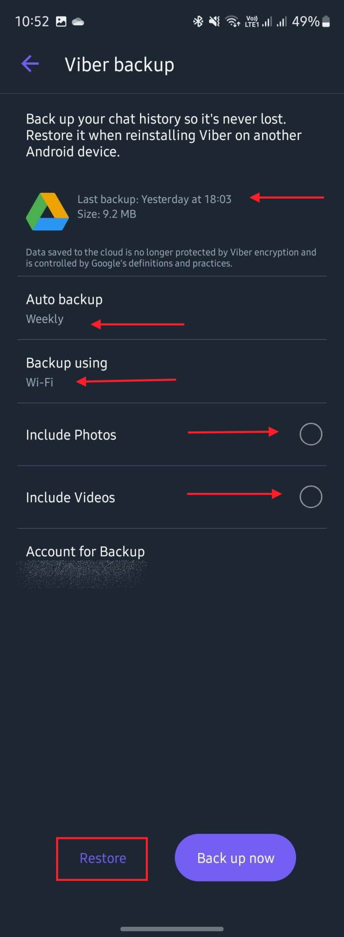 Raspoložive opcije za bekap i povraćaj podataka