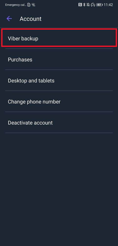 Viber bekap podešavanja