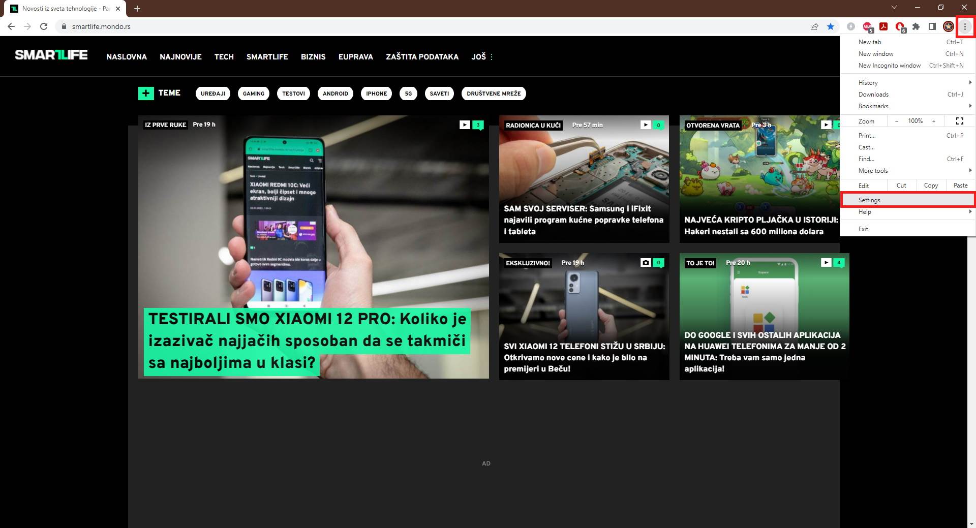 Podešavanja u Google Chrome