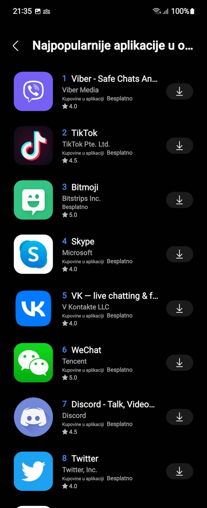 Viber aplikacija u Windows Store i Samsung Store