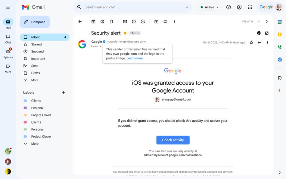 Gmail BIMI plava kvačica